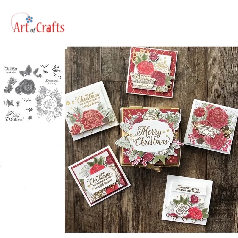 

Chritmas Roses New Arrived Transparent Clear Stamp Rubber Seal for DIY Scrapbooking Card Making Decoration Supplies