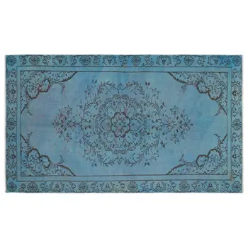 

Handmade Blue Vintage Overdyed Turkish Area Rug 160x262 Cm-5'3''X8'7''