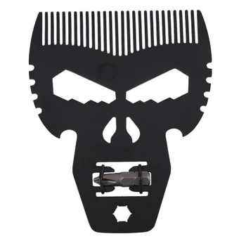 

Black Skull Stainless Steel Beard Comb Stainless Steel Comb Molding Template