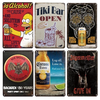 

Simpson Metal Tin Sign Vintage Duff Beer Metal Plaque Sign Tiki Bar Wall Sticker Decor Retro Man Cave Kitchen Decorative Plates