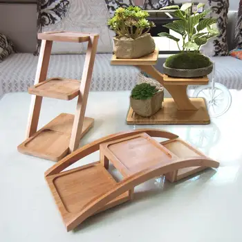 

Desktop multi-layer flower stand green radish meat wood floating window balcony living room office mini flower pot shelf