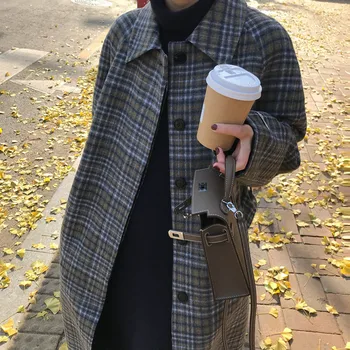 

women Plaid Long Double-Sided Duffle overCoat Fashion Hot Women Double-Sided Cashmere Coat Waistband Woolen Coat winter coat