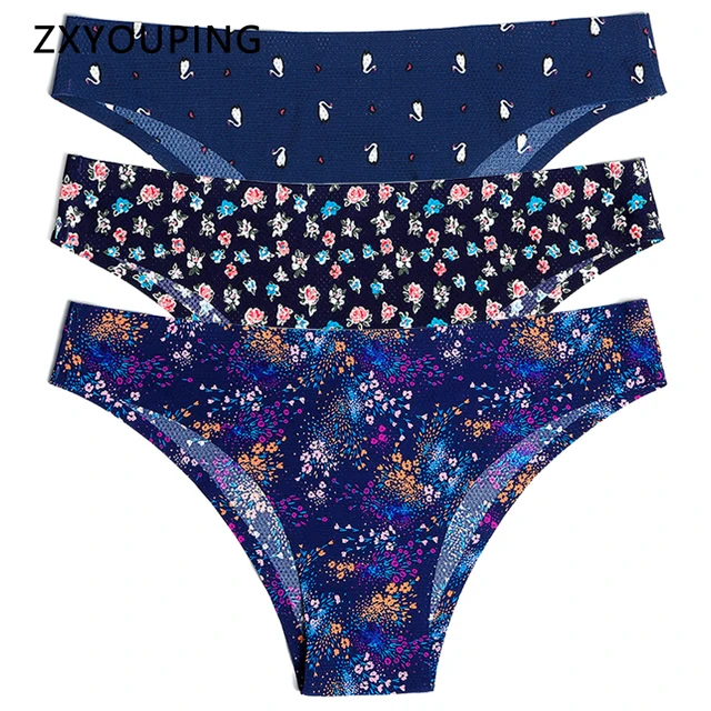 Print Mesh Breathable Seamless Panties Women Underwear Sexy Thongs Female Lingerie Tangas XS-L US Size Briefs 12 Colors Style 2