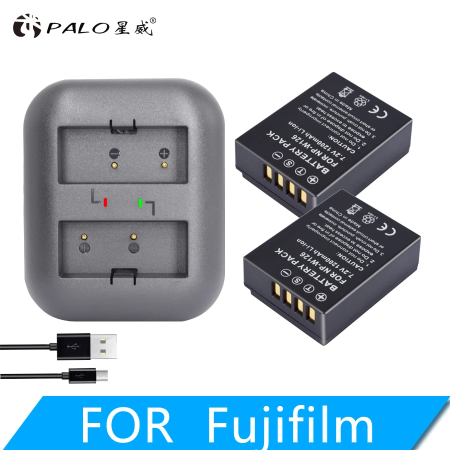 

2Pcs 1200mAh NP-W126 NP W126 NPW126 Batteries&LED Dual Charger for Fujifilm Fuji X-Pro1 XPro1 X-T1 XT1, HS30EXR HS33EXR X PRO1