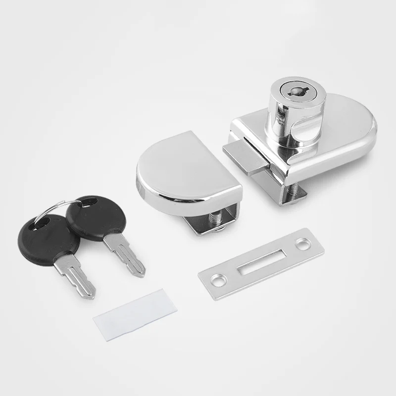 

1 Piece Glass Lock 2x Keys Zinc Alloy Door Hardware Locks Punch-Free Display Cabinet Double Doors Door Locks