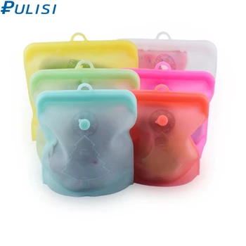 Pulisi silicone sac alimentaire Reusable 1500ml 1000ml 500ml leakproof containers sac de rangement alimentaire freezer sac de rangement Snack 1