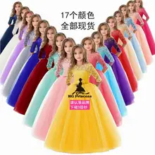 Кружевное длинное платье с цветочным узором для девочек вечерние платья принцессы длиной до щиколотки с рукавами 2/1, одежда для малышей на свадьбу От 3 до 14 лет, E8547