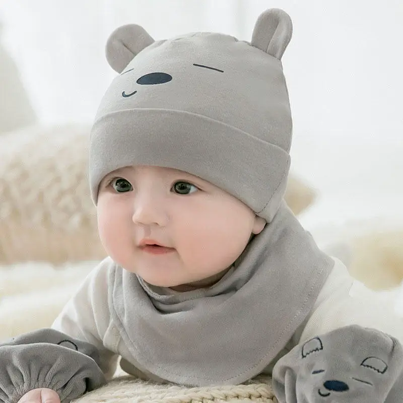 

Newborn Baby Hat+Scarf 2Pcs Infant Comfortable Cap for Boys Girls Infant Soft Cotton Bonnet Photography Props Accessories