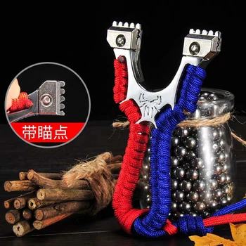 

Zinc Alloy Slingshot Catapult for Hunting with Flat Rubber Band Outdoor High-precision Shooting Suitable for Beginners
