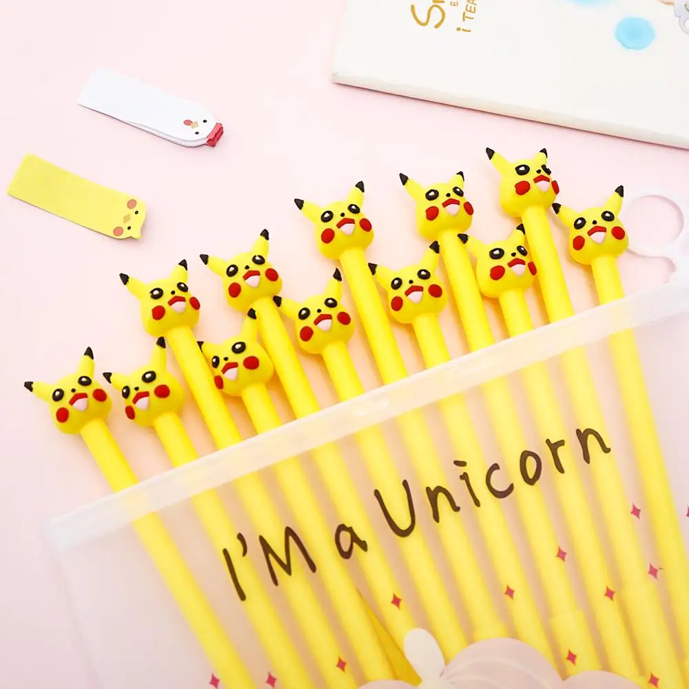 

12pcs Kawaii Pokemon Cat Anime Gel Pen Kawai Cute Stationary School Store Thing Creative Stationery Item Office Supply Material