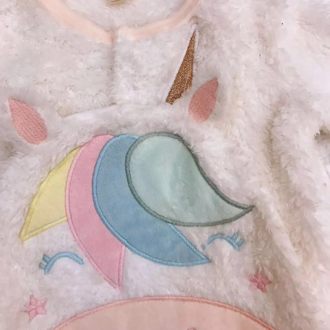 Комбинезон для новорожденных девочек, одежда для новорожденных с изображением единорога г. Зимний комбинезон с длинными рукавами розовый теплый комбинезон для малышей от 9 до 24 месяцев