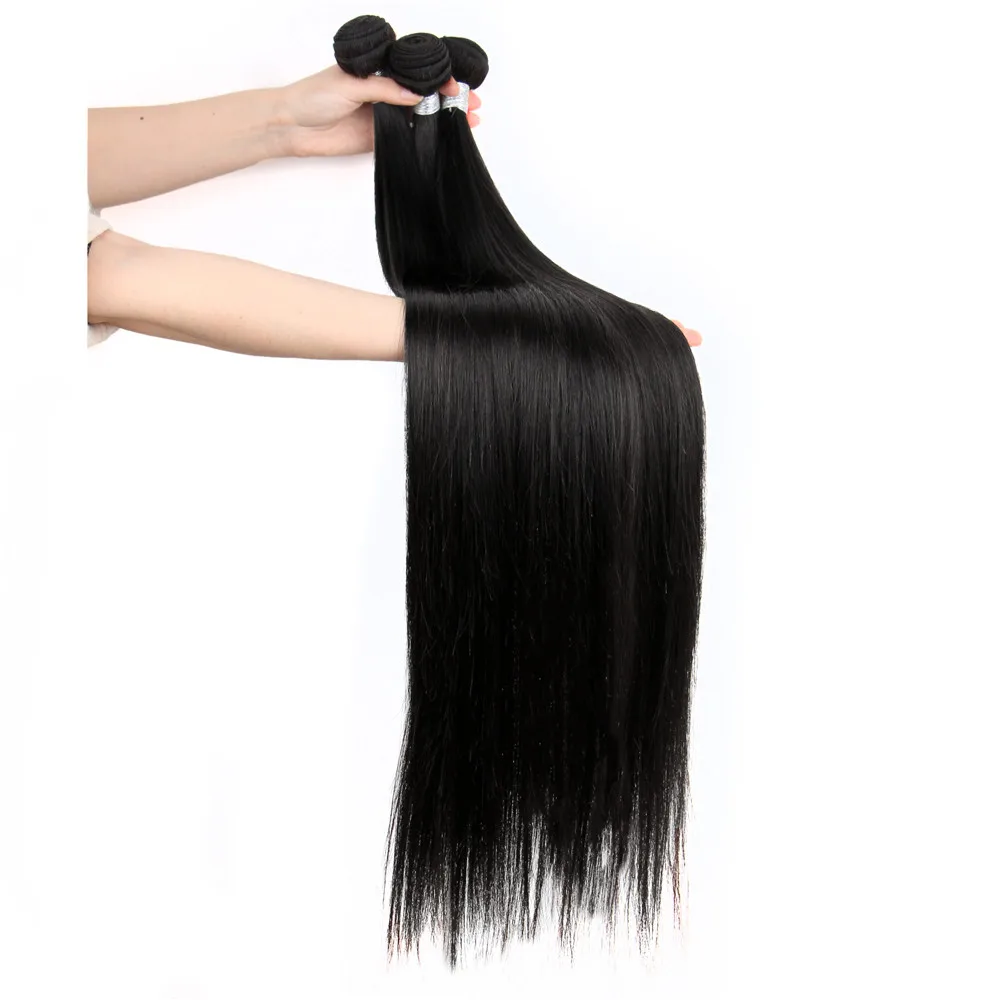 36 38 40 inch Long Straight Bundles With Closure Human Hair Brazilian Hair Weave Straight Extension With 5x5x1 Closure For Women 2