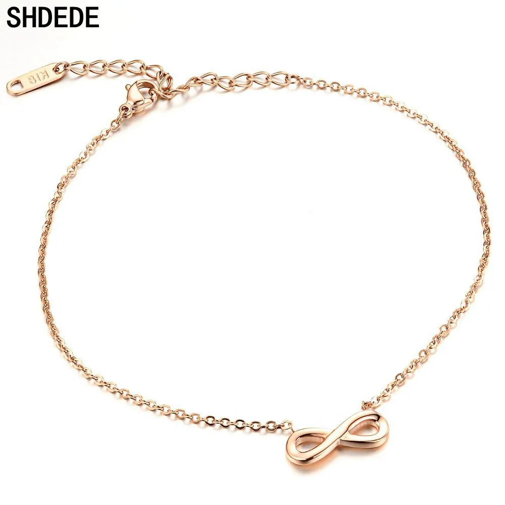 SHDEDE из нержавеющей стали, ножной Для женщин босиком на пляже Сандалии ножной браслет с цепочкой для Девочек ножные браслеты Модные украшения O021