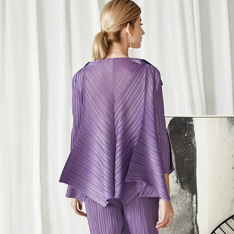 Плащ, пальто, короткий женский, весна и осень, Amazon MIYAKE, свободная, на одной пуговице, необычная, дикая рубашка