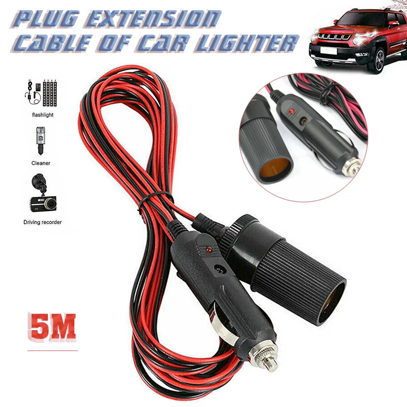 

5 m 12 V Car Cigarette Lighter Extension Cable Socket Adapter Charger Female Socket Plug Car Cigarette Lighter Accessories