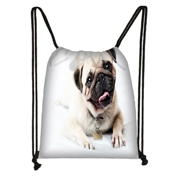 

Custom Pug Dog Drawstring Bag Daypack Kids Satchel Casual Backpack Teenager Storage Bag Women Men 32x38cm*181031-03-23