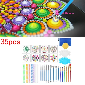 

35Pcs/Set Mandala Dotting Tools Set Portable Multifunction Embossing Dot Kit Dotting Tool Set For Clay Pottery Craft Paint