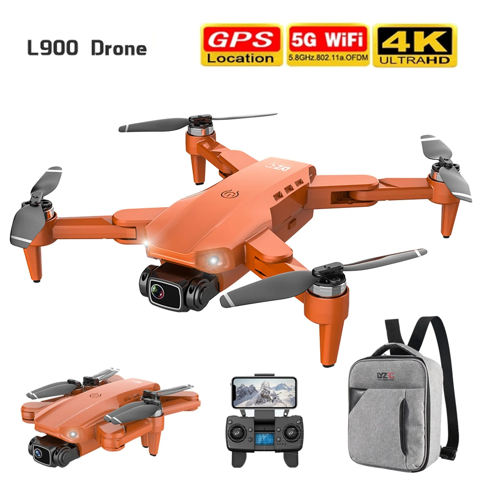 L900 Pro Drones 4k Hd Dual Camera Gps 5g Wifi Fpv Quadcopter Brushless Motor Rc Distance 1km Professional Drone#g3 | Электроника