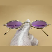 90 s, с красными очками узкие маленькие круглые солнцезащитные очки для женщин Винтаж Брендовая Дизайнерская обувь с украшением в виде кристаллов овальные очки мужские оттенки металла вечерние очки UV400