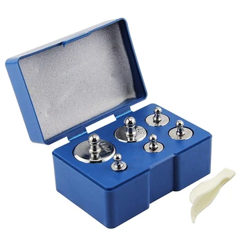 

GYTB 6Pcs 5G 10G 2X20G 50G 100G Grams Precision Steel Calibration Weight Kit Set with Tweezers for Balance Scale