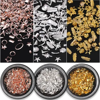 

Japanese nail art decorative metal rivets 6 models Gold silver Millet grain SMD Jewelry Rose gold nail diamond metal plate