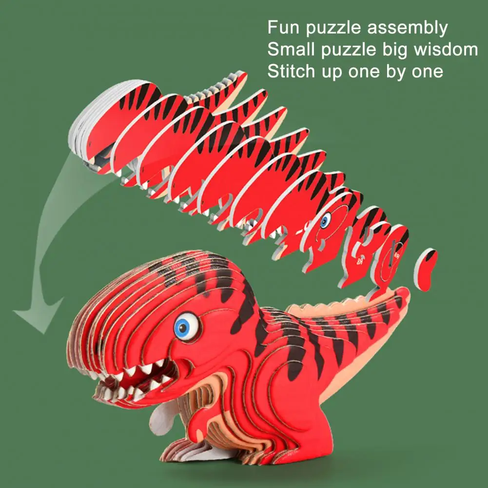 Baby Toy Montessori 3D Puzzle DIY Jigsaw Board Wooden Puzzle Dinosaur Animal Handmade Educational Assembly Toy Gift for Children 6