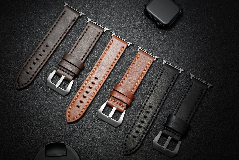 GELUOYA ремешок для часов из натуральной кожи для Apple Watch, ремешок серии 5/4, 44 мм, 40 мм, браслет на запястье для iwatch, 38 мм, 42 мм, ремешок для часов