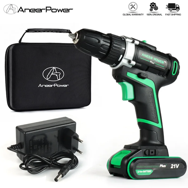 21V  Hand Electric Drill 2 Speed Power Tools Cordless Drill Li-ion Battery Drill Electric Screwdriver Mini Drilling Screwdrivers