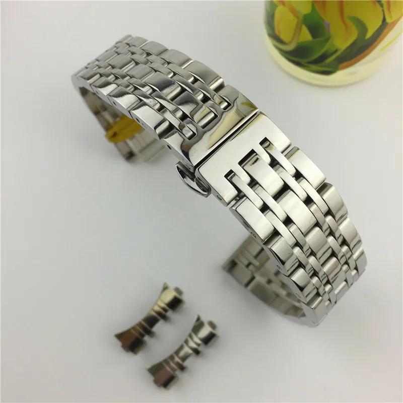 silver Stainless Steel Metal Watch Band Bracelet 12mm 14mm 16mm 18mm 20mm 22mm 24mm Wrist Strap Watchband with Hollow arc interface - Цвет ремешка: silver