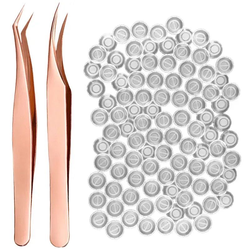 Rose Gold Stainless Steel Hot Sale New Stainless Steel Pink Straight Bend Tweezer For Eyelash Extensions Nail Art Nippers 3