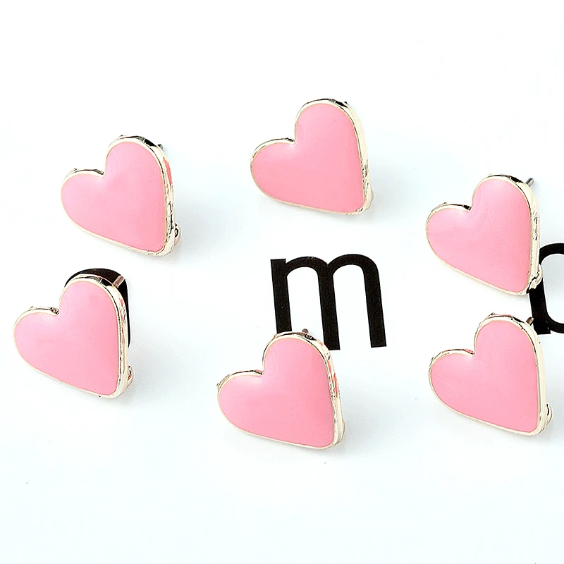 13mm 4pcs/lot Acetic Acid Pink Heart Earring Base Connectors For DIY Earrings Jewelry Making Finding Accessories | Украшения и