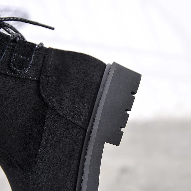 Women's Mid-Calf Boots Winter Leather Snow Boots Plush Warm Woman Shoes Low Heels Ladies Winter Boot Shoes Plus Size 43