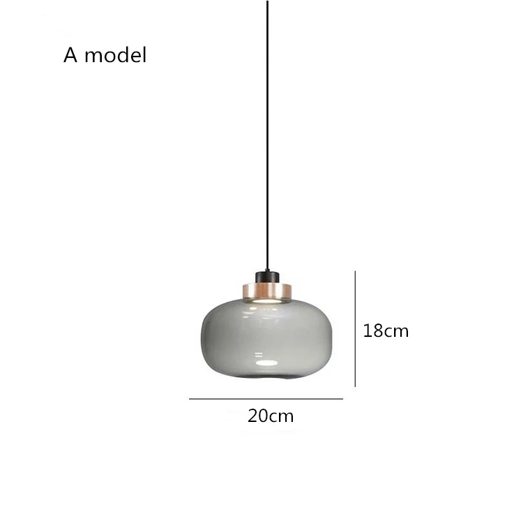 A model Современная Дымчатая серая круглая стеклянная люстра Led скандинавский ресторан кафе домашнее украшение, подвесные лампы - Цвет корпуса: A model