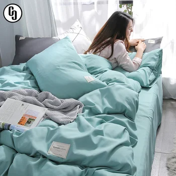 

GXC New Luxury Green Bedding Set Soft Home Duvet Cover Flat Sheet Double Queen King Adult Bed Linen Bed Sheet As Gift
