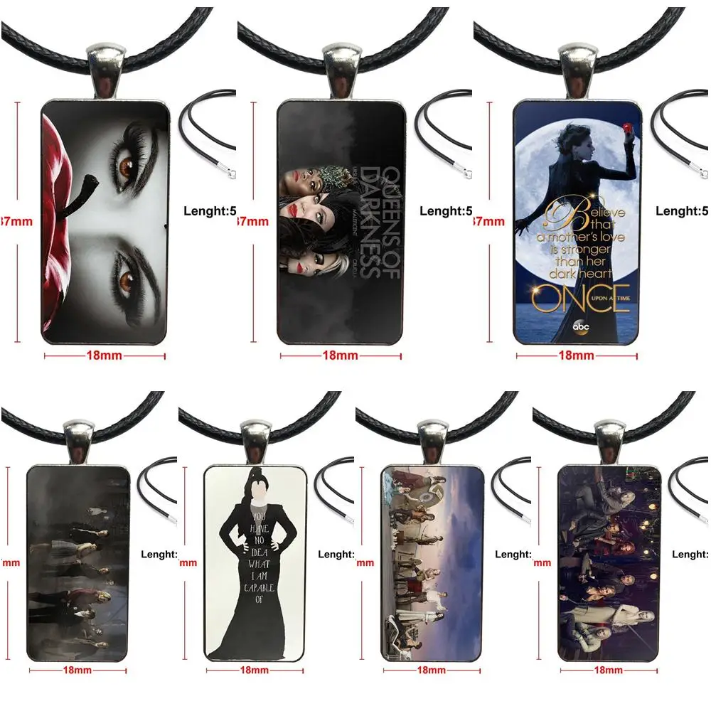 For Schoolgirl Maxi Once Upon A Time Logo Fashion Glass Cabochon Pendant Rectangle Necklace Choker Jewelry | Украшения и