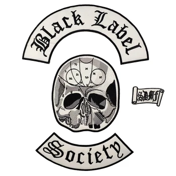 

Black Label Skull Embroidery Patch Free Shipping Iron on Badge on Clothes Appliqued Motorcycle Biker Jacket Clothing Accessory