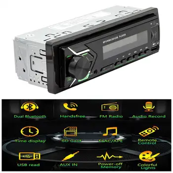 

12v Car Mp3 Player Bluetooth Hands-free Fm Radio Colorful Light Machine Car Audio Modification Central Control Car Accessories