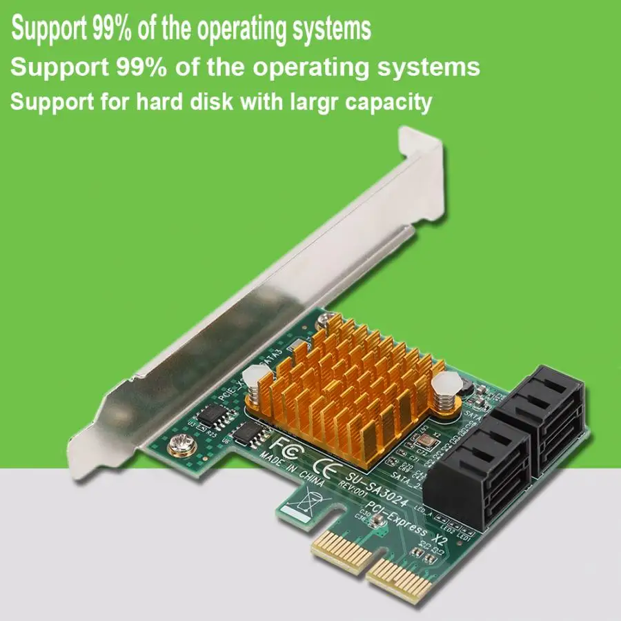 4-портовый SATA3.0 расширения PCI-E Адаптерная плата с двойным фиксированные подставки для Windows XP/2003/Vista/win7/win8/NAS/Linux