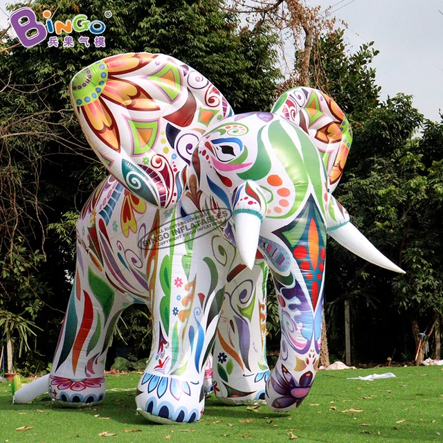Giant 2~5 Meters Avertising Inflatable Elephant with Led Lights Decorative Cartoon Mascot Toy for Decoration 1