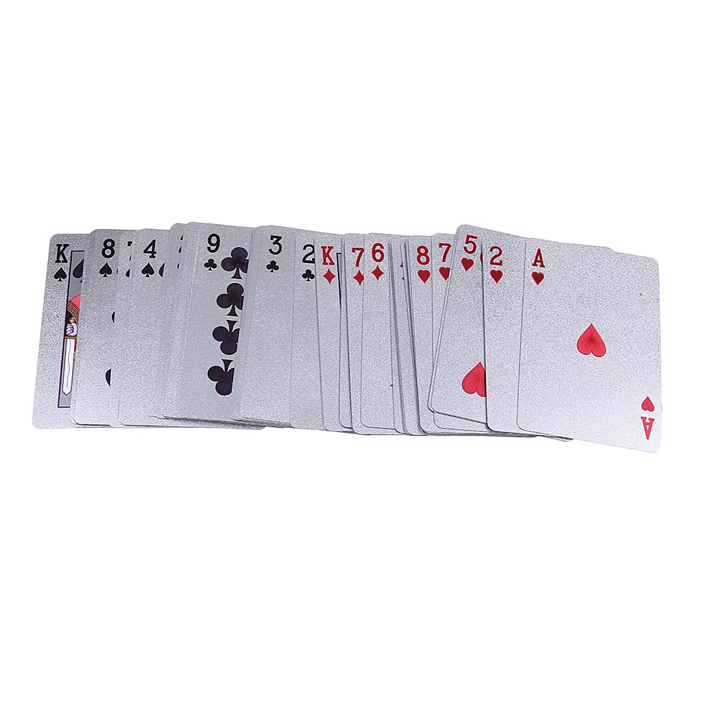 1 Deck Silver Foil Waterproof Plastic Poker PVC Playing Cards Game Pokers  Tricks Props