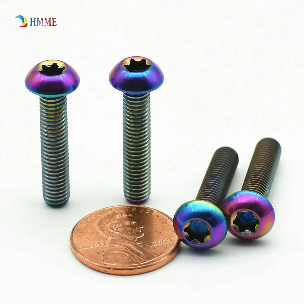 Rainbow Титановый болт M5 x25мм для автомобиля, мотоцикла, велосипеда, модифицированный золотой цвет, ферменная головка Torx, Ti болты, Ti винты Ti, крепежные детали 12 шт - Цвет: Rainbow