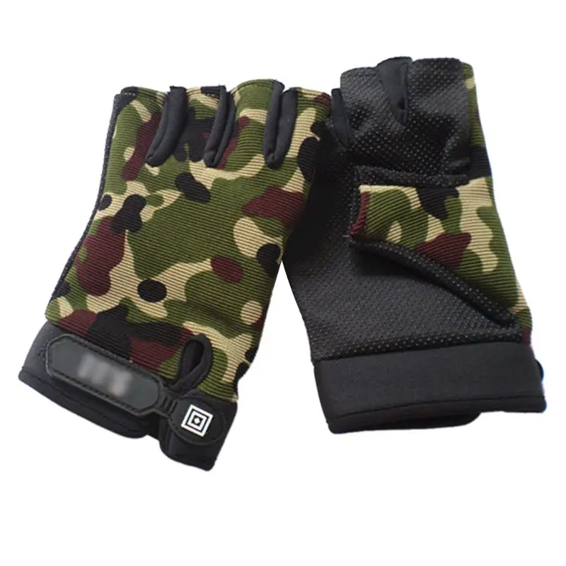 Мужские камуфляжные тактические перчатки для занятий спортом на открытом воздухе, велоспорта, противоскользящие амортизирующие перчатки без пальцев для фитнеса - Цвет: B