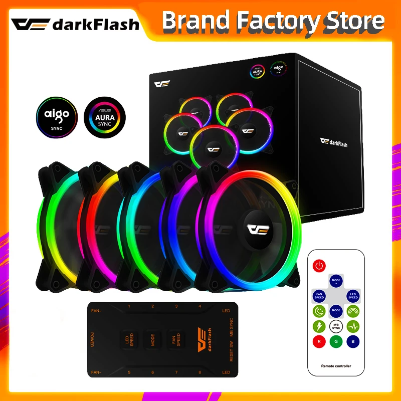 Darkflash DR12 pro aura синхронизирующий компьютер чехол охлаждающий вентилятор 120mm ИК