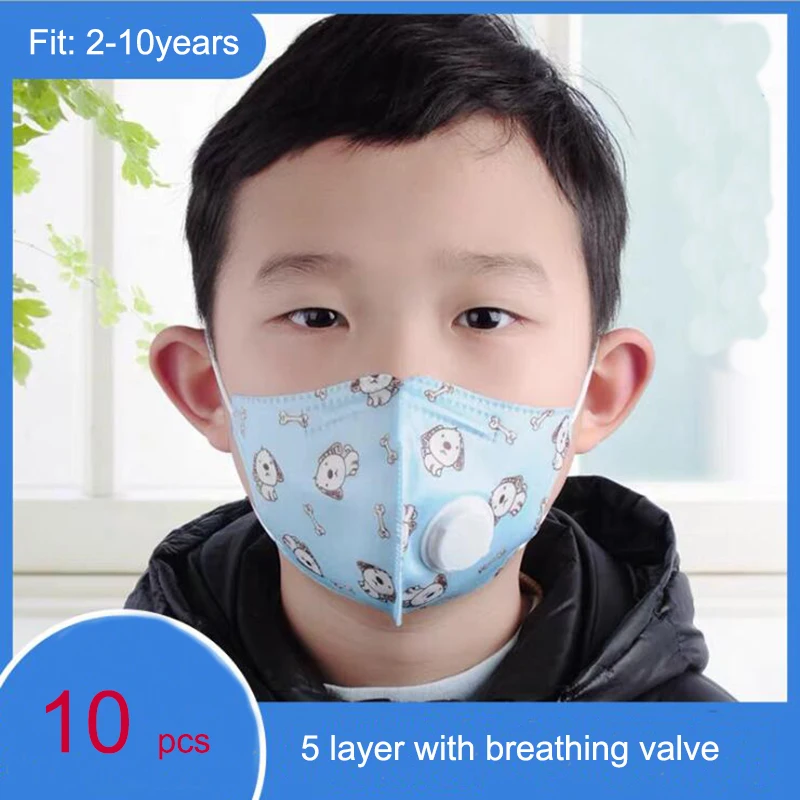 

10Pcs Children Vertical Folding Non Woven fabric Mask with breath Valve Anti dust Mouth muffle Mouth Mask Respirator KF94
