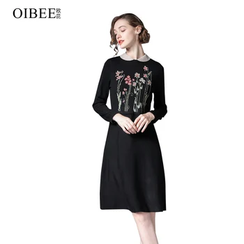 

OIBEE Wool Knit Dress Women's Fall 2020 Women's New Fashion Slim Fit Print Base Dress