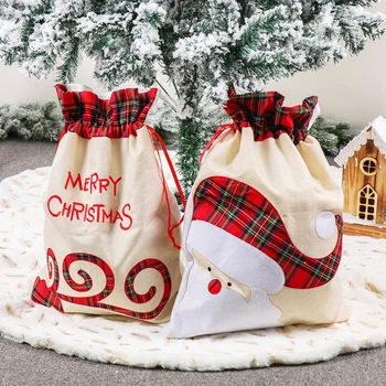 

1pc Christmas Santa Sacks Many Styles Canvas Santa Sacks Large Xmas Gift Stocking Bag Santa Claus Deer