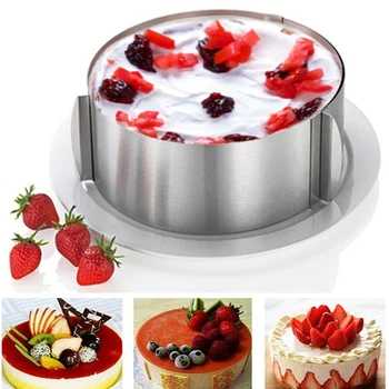 

Retractable Stainless Steel Circle Foam Ring Cake Baking Tool Set Size Shape Adjustable Bakeware Silver For Kitchen Tools