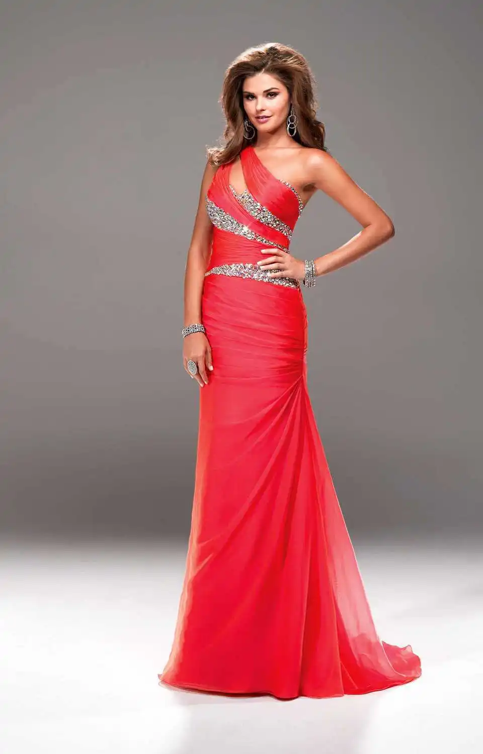 Красный Vestidos de gala,, аппликация, гофрированное, одно плечо, длина до пола, без рукавов, оболочка, шифон, платья для выпускного вечера,, вечернее платье - Цвет: Красный