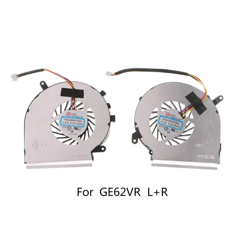 

1Pair 4Pins Cooler Cooling Fan for MSI GE62VR GP62MVR GL62M Laptop CPU GPU U4LD
