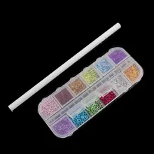 Nail Art, 3 мм, заостренный верх, свободный бриллиант, 12-квадрат, прямоугольная коробка плюс белый стержень, набор для сверления, ювелирное сверло, 12 цветов